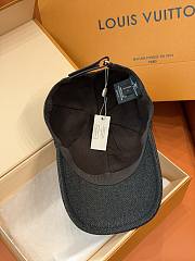Kitlife Louis Vuitton Black Denim Baseball Cap with Handwritten Embroidery - 4