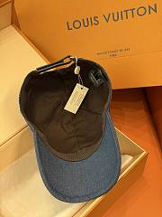 Kitlife Louis Vuitton Blue Denim Baseball Cap with Handwritten Embroidery  - 5