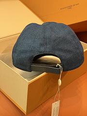 Kitlife Louis Vuitton Blue Denim Baseball Cap with Handwritten Embroidery  - 4