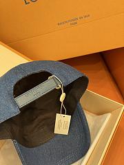Kitlife Louis Vuitton Blue Denim Baseball Cap with Handwritten Embroidery  - 3