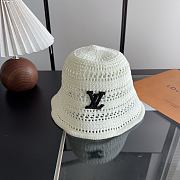Kitlife Louis Vuitton Bucket Hat In White With Black / Brown Logo - 6