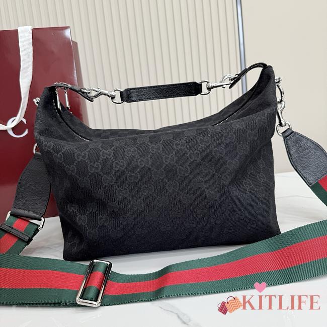 Kitlife Gucci Brera Medium Crossbody Bag Black GG Canvas 866938 33x27x15cm - 1
