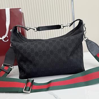 Kitlife Gucci Brera Medium Crossbody Bag Black GG Canvas 866938 33x27x15cm