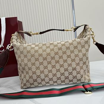 Kitlife Gucci Brera Medium Crossbody Bag Beige & Brown GG Canvas 866938 33x27x15cm 