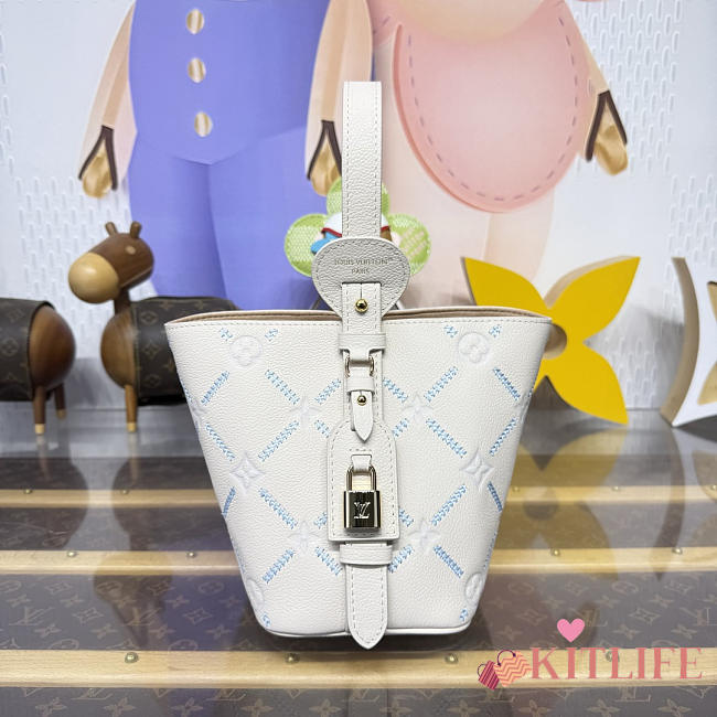 Kitlife Louis Vuitton All In BB Bag White & Blue Monogram Empreinte Leather M28910 16x18x12cm - 1