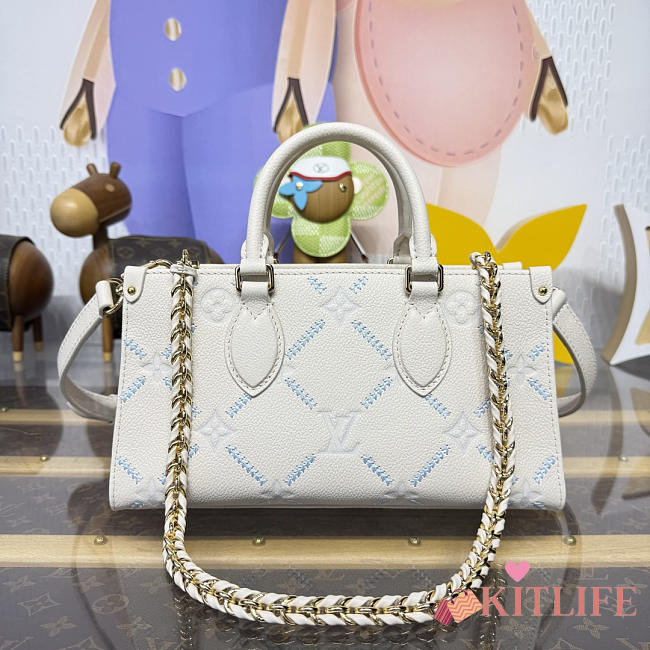 Kitlife Louis Vuitton Onthego East West Bag Cream & Blue M29487 25x13x10cm - 1