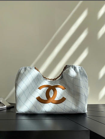 Kitlife Chanel 26M Coco Beach Tote Bag Light Blue & Brown 20×43×17cm