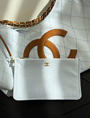 Kitlife Chanel 26M Coco Beach Tote Bag Light Blue & Brown 20×43×17cm - 4