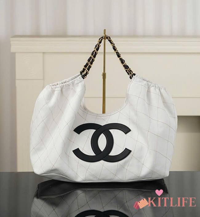 Kitlife Chanel 26M Coco Beach Tote Bag White & Black 20×43×17cm  - 1