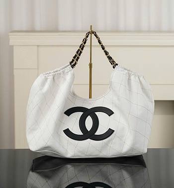 Kitlife Chanel 26M Coco Beach Tote Bag White & Black 20×43×17cm 