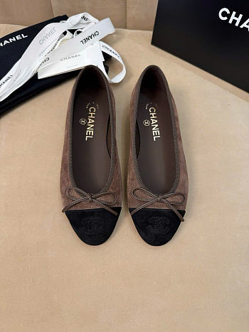 Kitlife Chanel Classic Ballet Flats Shoes Dark Brown & Black Suede