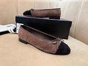 Kitlife Chanel Classic Ballet Flats Shoes Dark Brown & Black Suede - 5