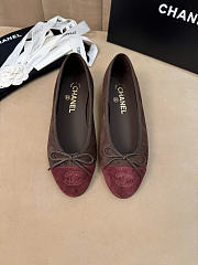 Kitlife Chanel Classic Ballet Flats Shoes Dark Brown & Burgundy Suede  - 1