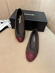 Kitlife Chanel Classic Ballet Flats Shoes Dark Brown & Burgundy Suede  - 6