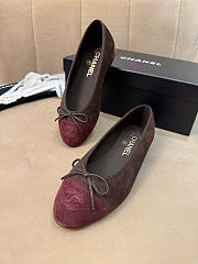 Kitlife Chanel Classic Ballet Flats Shoes Dark Brown & Burgundy Suede  - 5