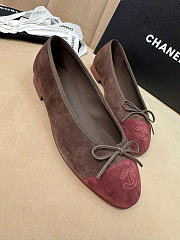 Kitlife Chanel Classic Ballet Flats Shoes Dark Brown & Burgundy Suede  - 4