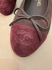 Kitlife Chanel Classic Ballet Flats Shoes Dark Brown & Burgundy Suede  - 2