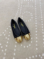 Kitlife Chanel Classic Ballet Flats Shoes Black & Gold - 1