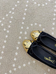 Kitlife Chanel Classic Ballet Flats Shoes Black & Gold - 3
