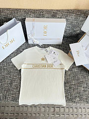 Kitlife Dior Embroidered T-Shirt White and Gold-Tone Cotton-Blend Jersey - 1