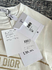 Kitlife Dior Embroidered T-Shirt White and Gold-Tone Cotton-Blend Jersey - 6