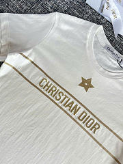 Kitlife Dior Embroidered T-Shirt White and Gold-Tone Cotton-Blend Jersey - 5