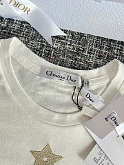 Kitlife Dior Embroidered T-Shirt White and Gold-Tone Cotton-Blend Jersey - 4