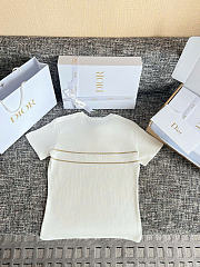 Kitlife Dior Embroidered T-Shirt White and Gold-Tone Cotton-Blend Jersey - 3