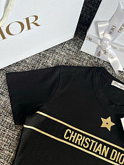 Kitlife Dior Embroidered T-Shirt Black and Gold-Tone Cotton-Blend Jersey  - 4