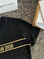 Kitlife Dior Embroidered T-Shirt Black and Gold-Tone Cotton-Blend Jersey  - 3