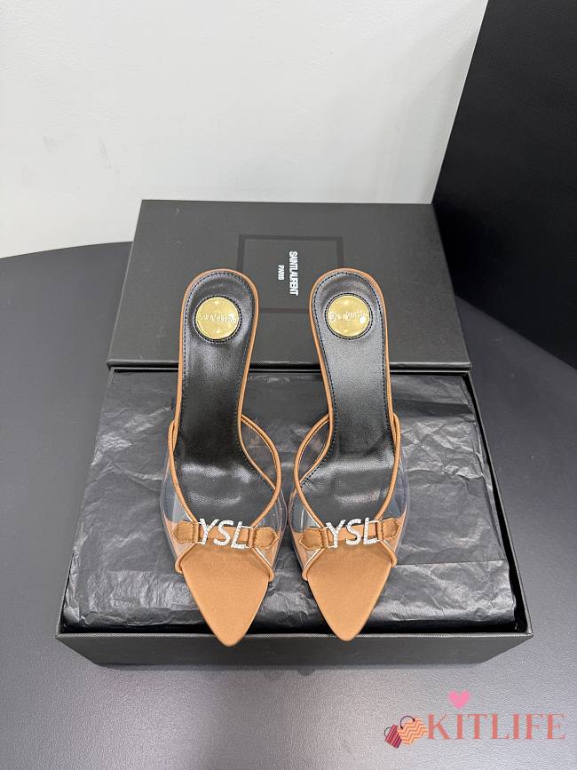 Kitife Saint Laurent Jerry Mules in Brown TPU And Rhinestones 80mm - 1