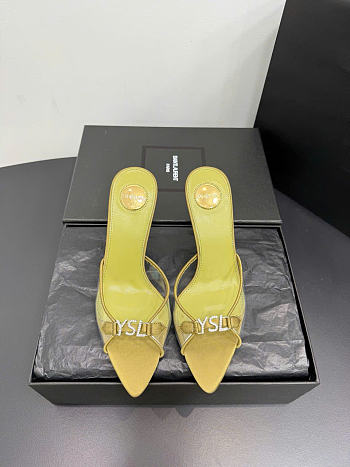 Kitife Saint Laurent Jerry Mules in Yellow TPU And Rhinestones 80mm 