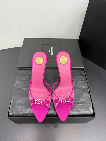 Kitife Saint Laurent Jerry Mules in Pink TPU And Rhinestones 80mm 