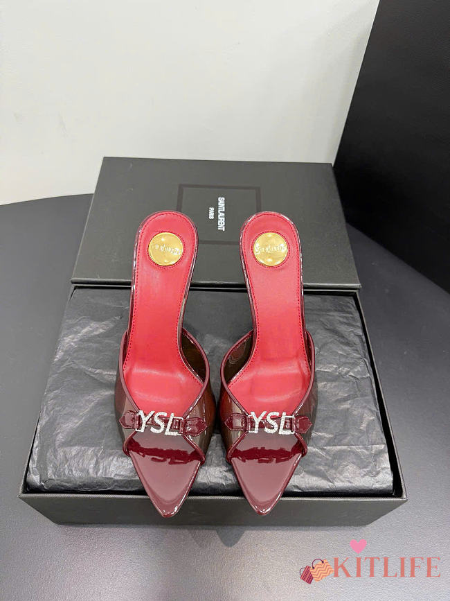 Kitife Saint Laurent Jerry Mules in Red TPU And Rhinestones 80mm  - 1