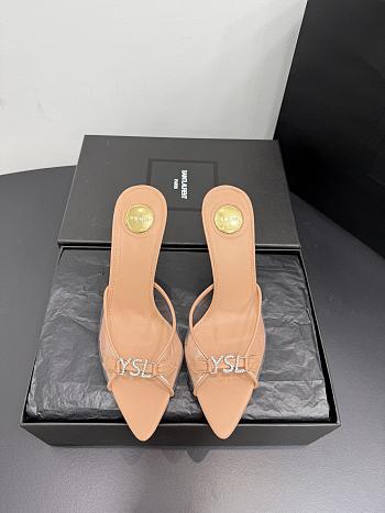 Kitife Saint Laurent Jerry Mules in Beige TPU And Rhinestones 80mm 