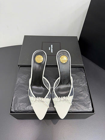 Kitife Saint Laurent Jerry Mules in White TPU And Rhinestones 80mm 