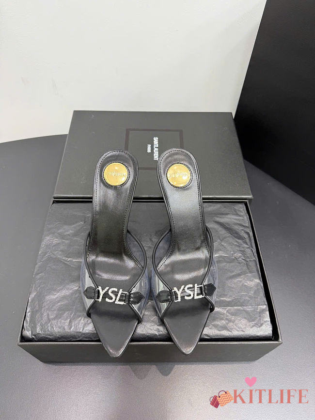Kitife Saint Laurent Jerry Mules in Black TPU And Rhinestones 80mm  - 1