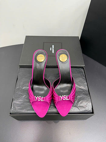 Kitlife Saint Laurent Jerry Mules In Pink Satin Crepe And Rhinestones 