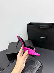 Kitlife Saint Laurent Jerry Mules In Pink Satin Crepe And Rhinestones  - 5