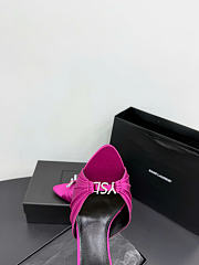 Kitlife Saint Laurent Jerry Mules In Pink Satin Crepe And Rhinestones  - 4