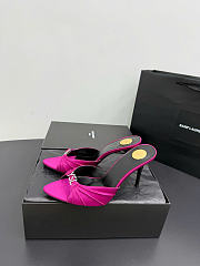 Kitlife Saint Laurent Jerry Mules In Pink Satin Crepe And Rhinestones  - 3