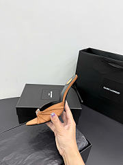 Kitlife Saint Laurent Jerry Mules In Brown Satin Crepe And Rhinestones  - 3