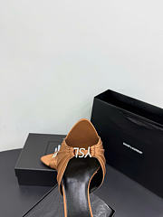 Kitlife Saint Laurent Jerry Mules In Brown Satin Crepe And Rhinestones  - 2
