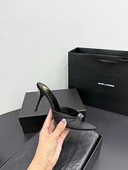 Kitlife Saint Laurent Jerry Mules In Black Satin Crepe And Rhinestones  - 4