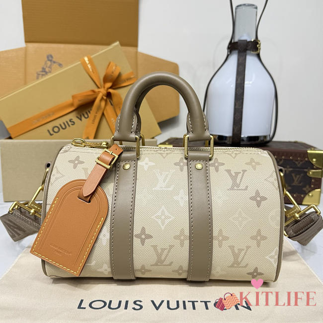 Kitlife Louis Vuitton Keepall Bandoulière 25 Bag Beige M29272 25x15x11cm - 1