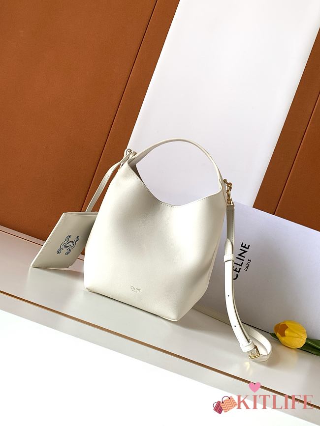 Kitlife Celine Small Hobo Bag In White Supple Smooth Calfskin 10133 18x31x6cm  - 1