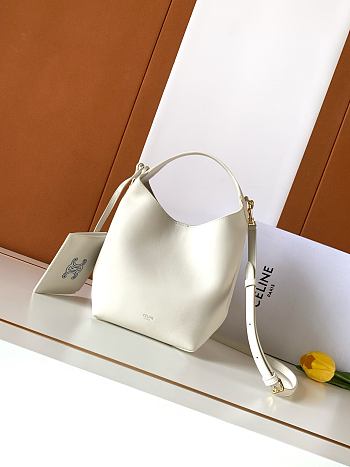 Kitlife Celine Small Hobo Bag In White Supple Smooth Calfskin 10133 18x31x6cm 