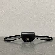 Kitlife Celine Besace Triomphe Black Leather Mini Shoulder Bag 188835 12x3.5x8cm - 1