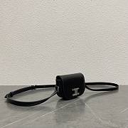 Kitlife Celine Besace Triomphe Black Leather Mini Shoulder Bag 188835 12x3.5x8cm - 4