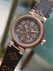 Kitlife Louis Vuitton Tambour Monogram Watch Brown 34mm, Stainless Steel And Rose Gold  - 5